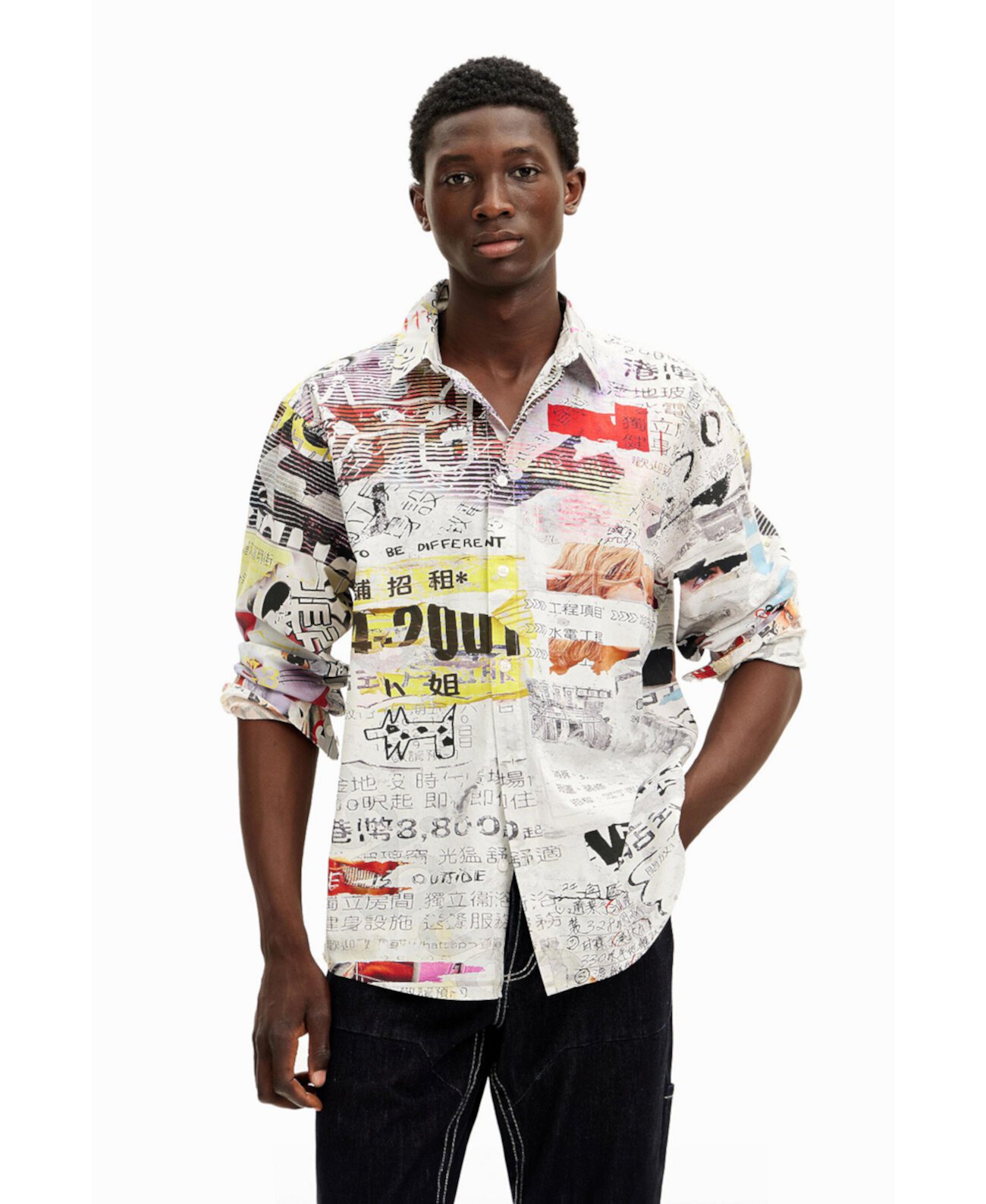 Men's Shirt with Japanese Print Design Desigual