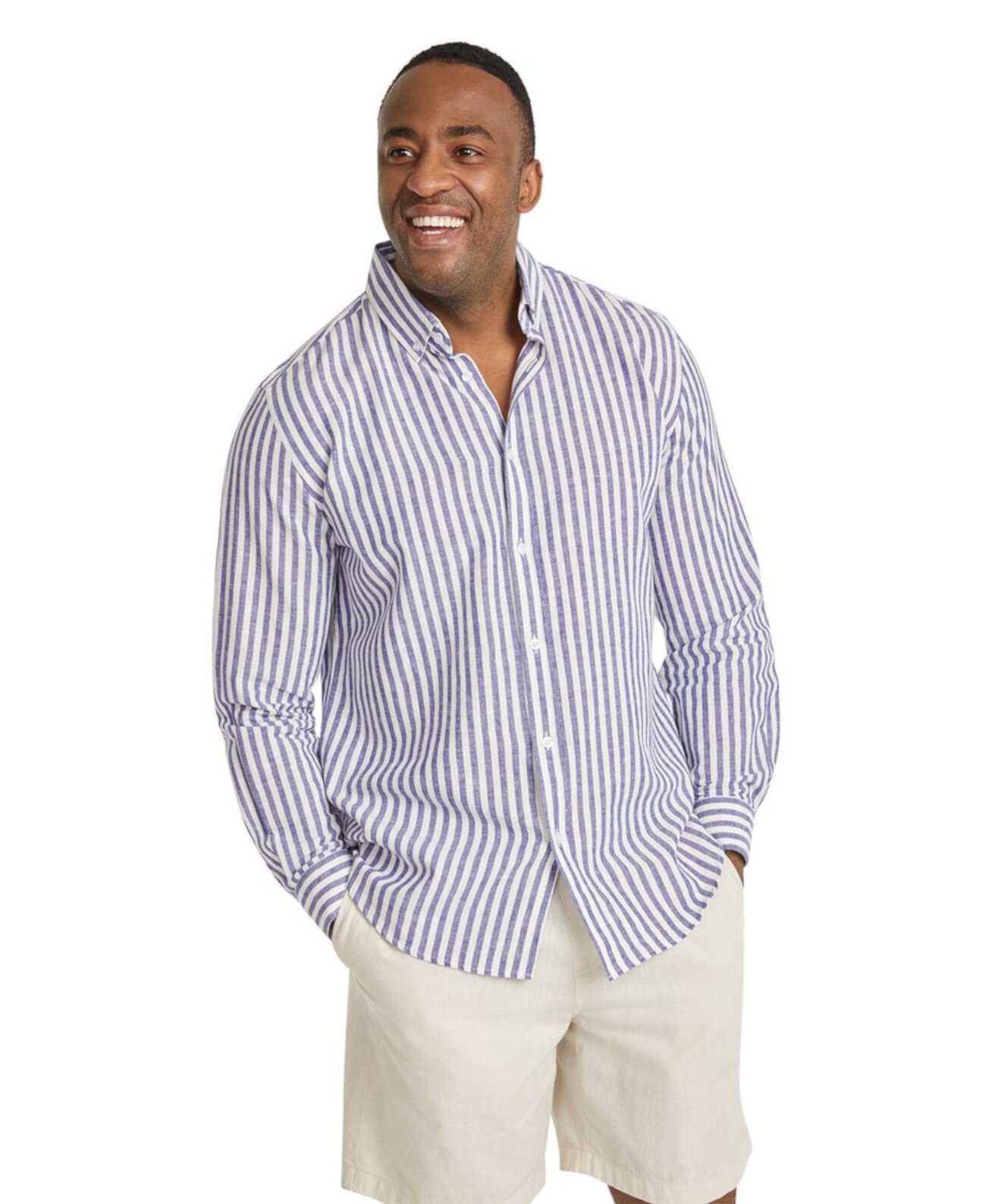 Big & Tall Holiday Stripe Linen Shirt Johnny Bigg