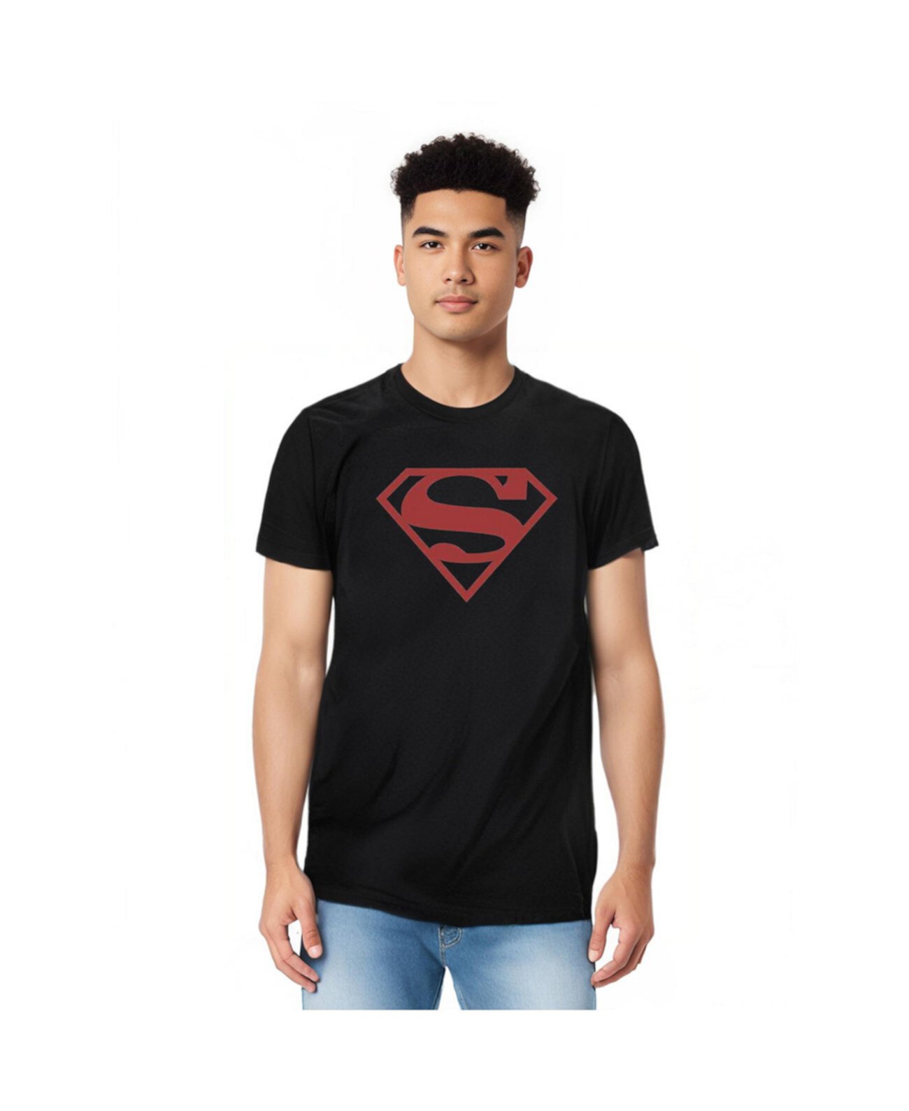 Men's Red On Black Shield Short Sleeve Adult Tee / T-Shirt Superman