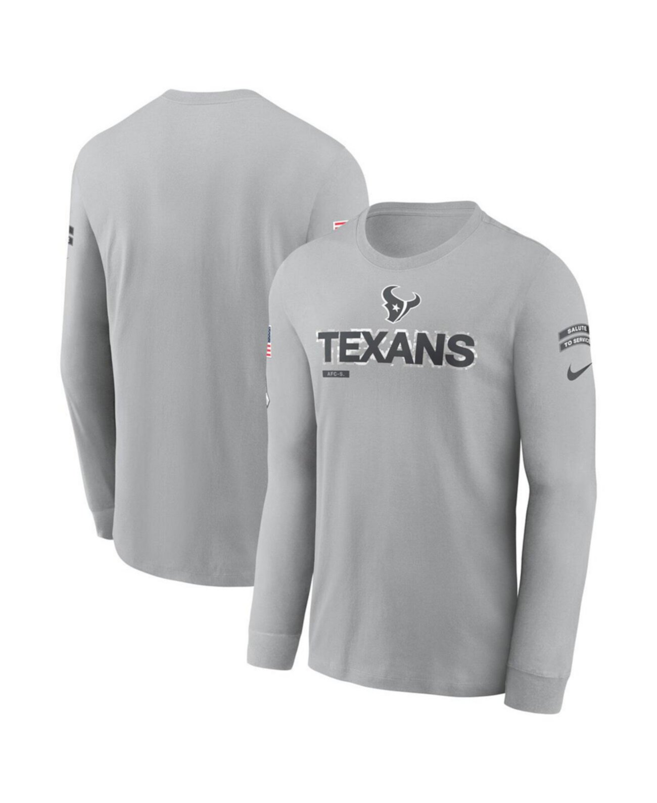 Men's Gray Houston Texans 2024 Salute To Service Long Sleeve T-Shirt Nike