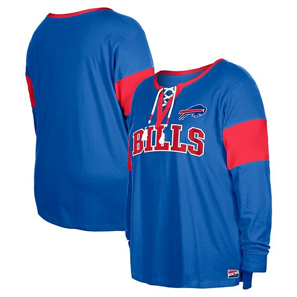 Women's New Era Royal Buffalo Bills Plus Size Lace-Up Notch Neck Long Sleeve T-Shirt New Era