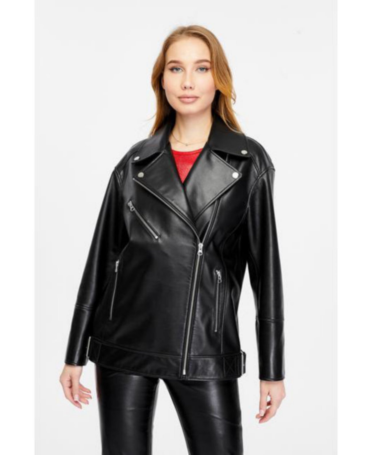 Women's Genuine Leather Jacket, Black Furniq UK