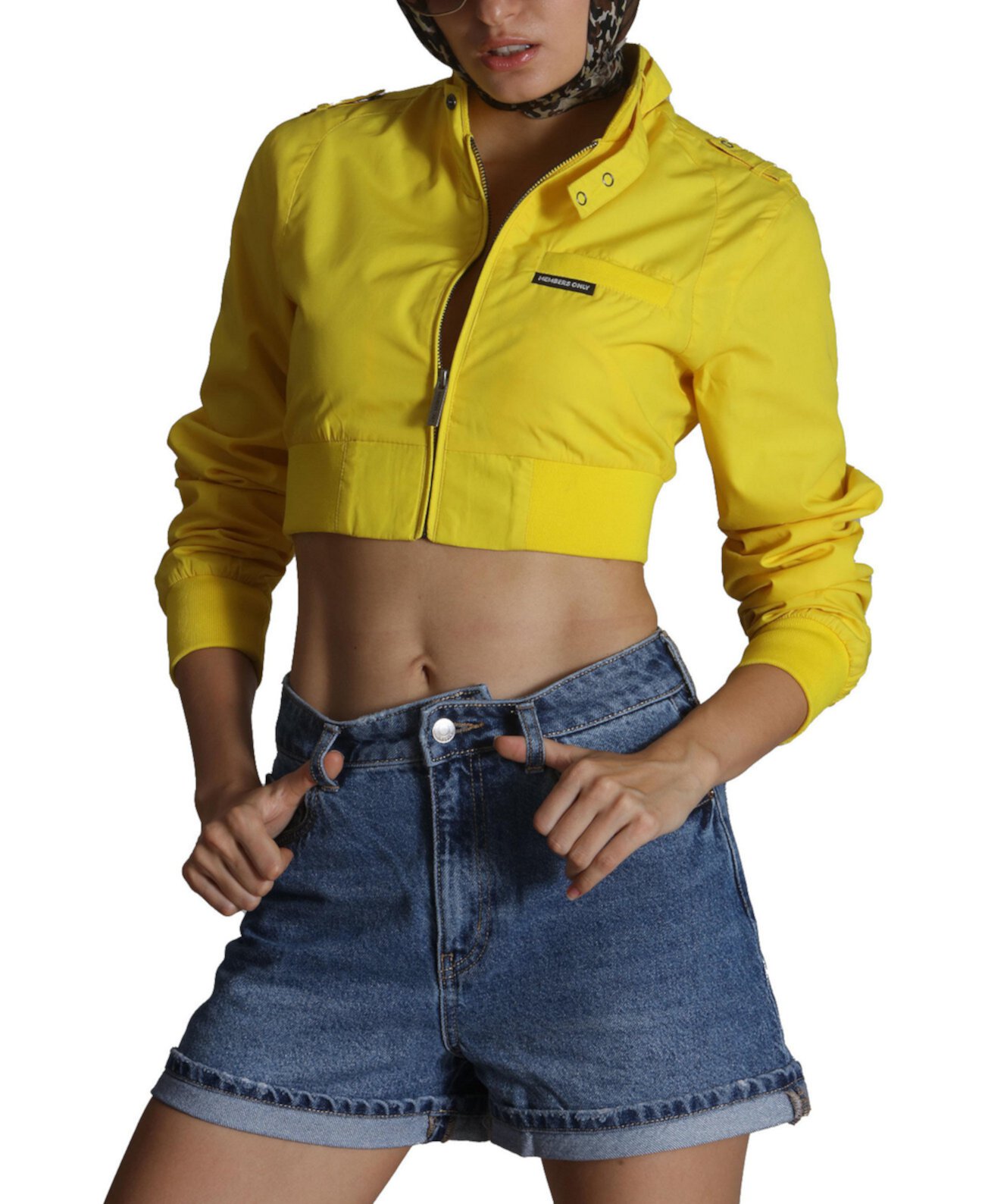 Women's Mini Cropped Racer Jacket Members Only