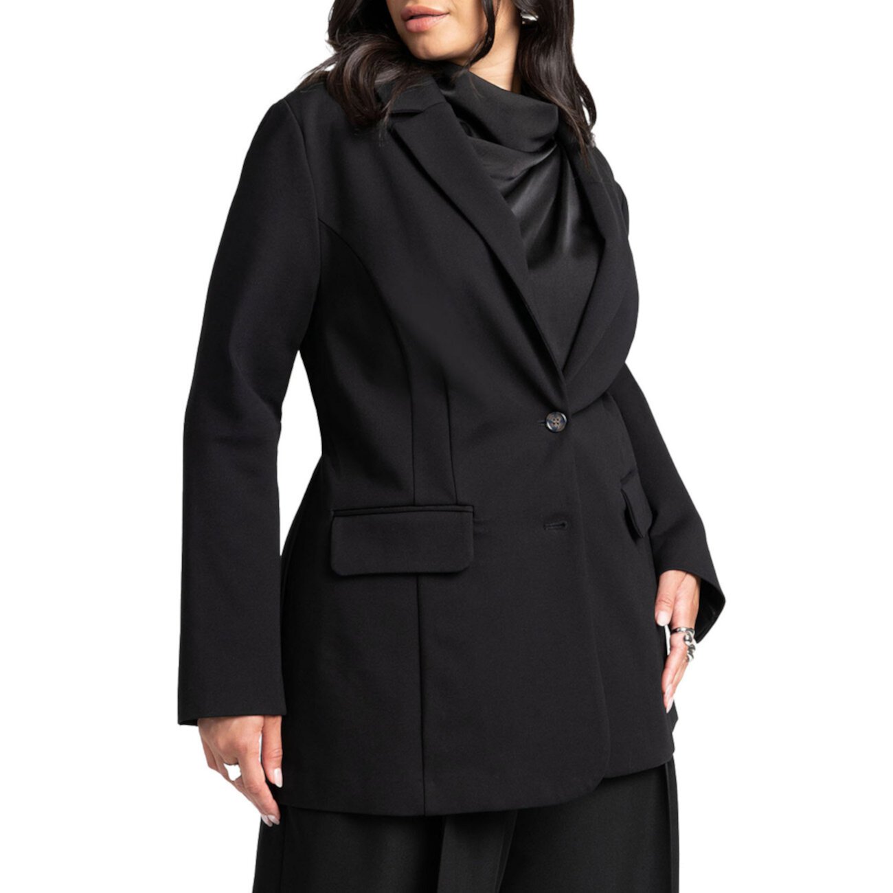 Women's Plus Size The Ultimate Stretch Long Two Button Blazer Eloquii