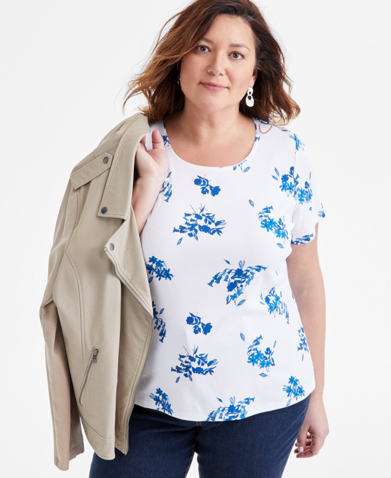 Plus Size Printed Scoop-Neck T-Shirt, Exclusively at Macy's Style & Co