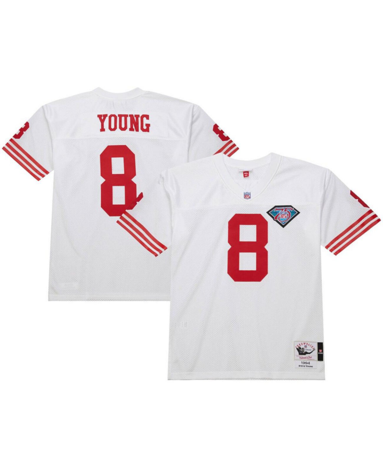 Men's Steve Young White San Francisco 49ers 1994 Authentic Throwback Retired Player Jersey Mitchell & Ness