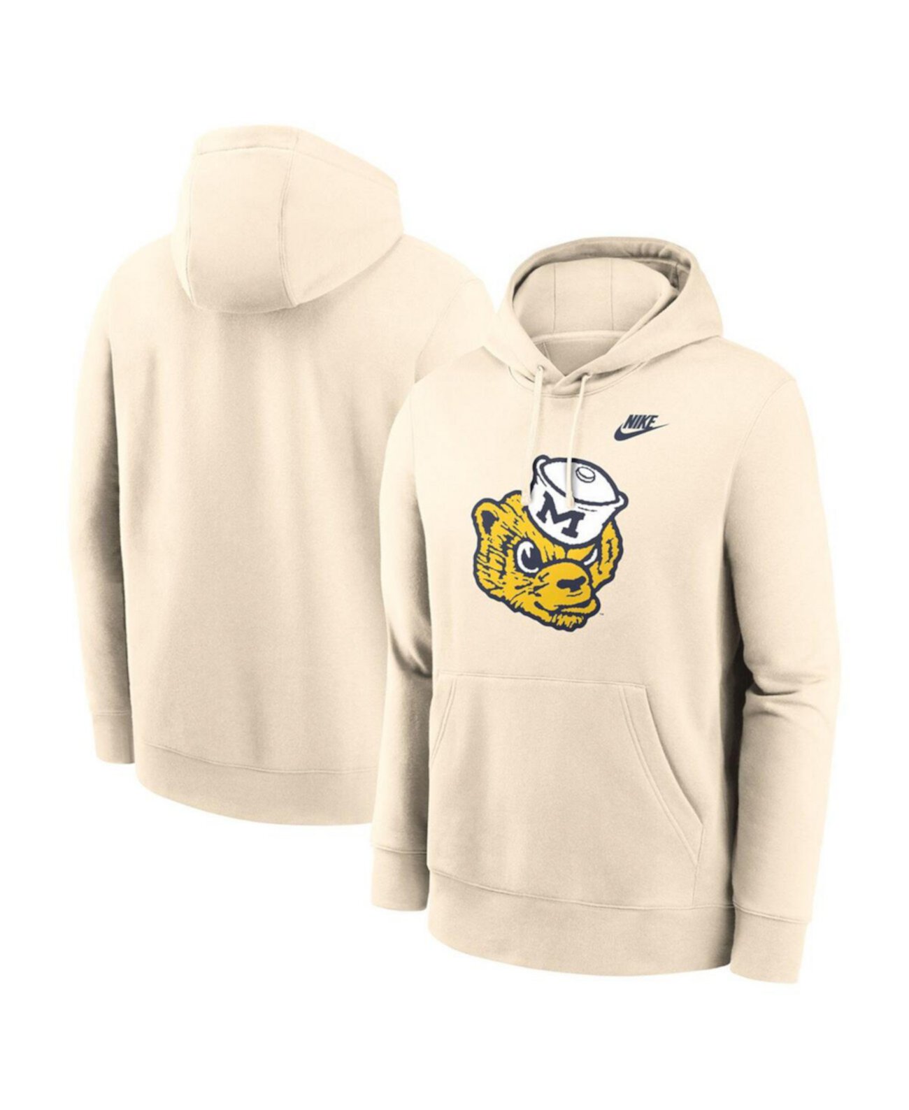 Men's Cream Michigan Wolverines Vault Logo Pullover Hoodie Nike