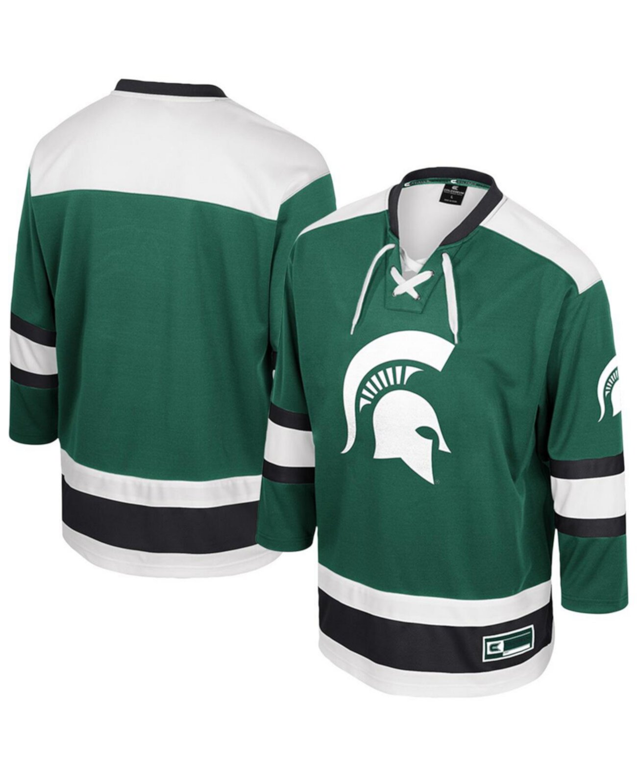 Men's Green Michigan State Spartans Athletic Machine Fashion Hockey Jersey Colosseum