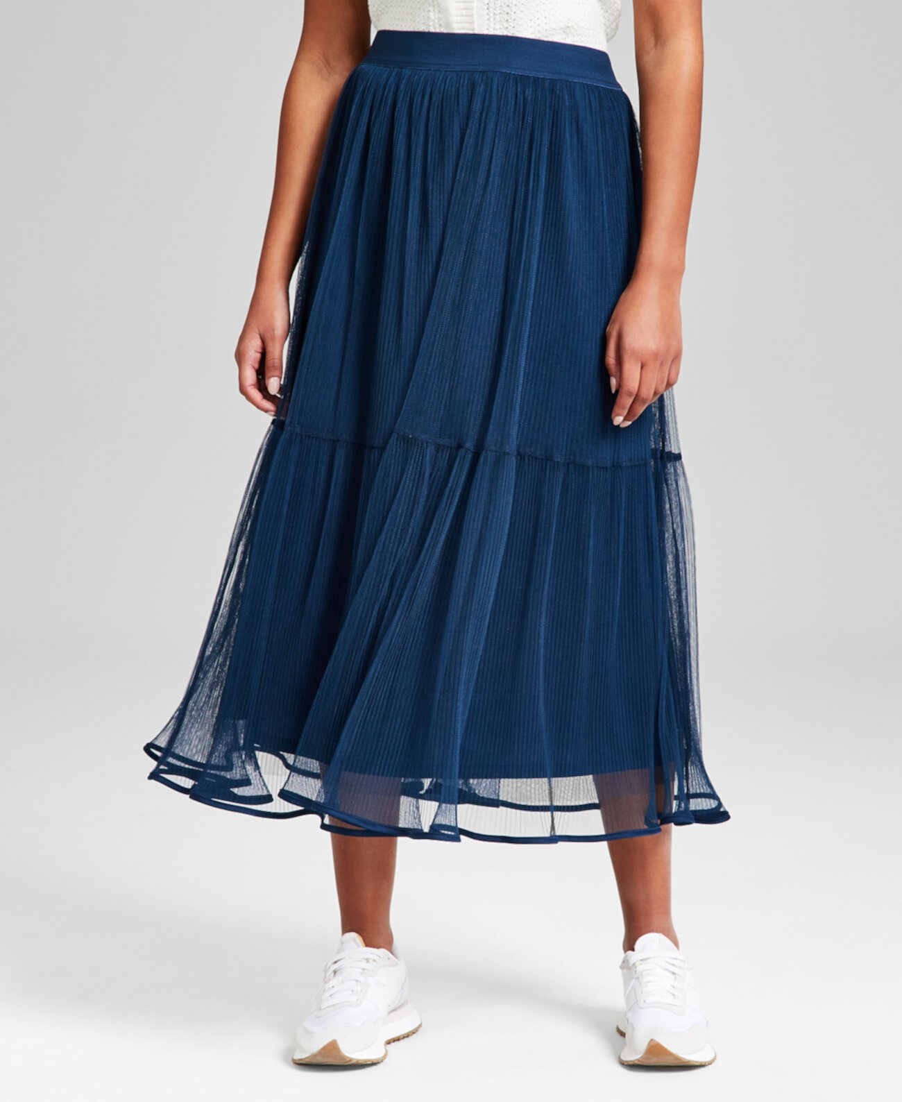 Women's Pull-On Tiered Tulle Midi Skirt, Exclusively at Macy's And Now This