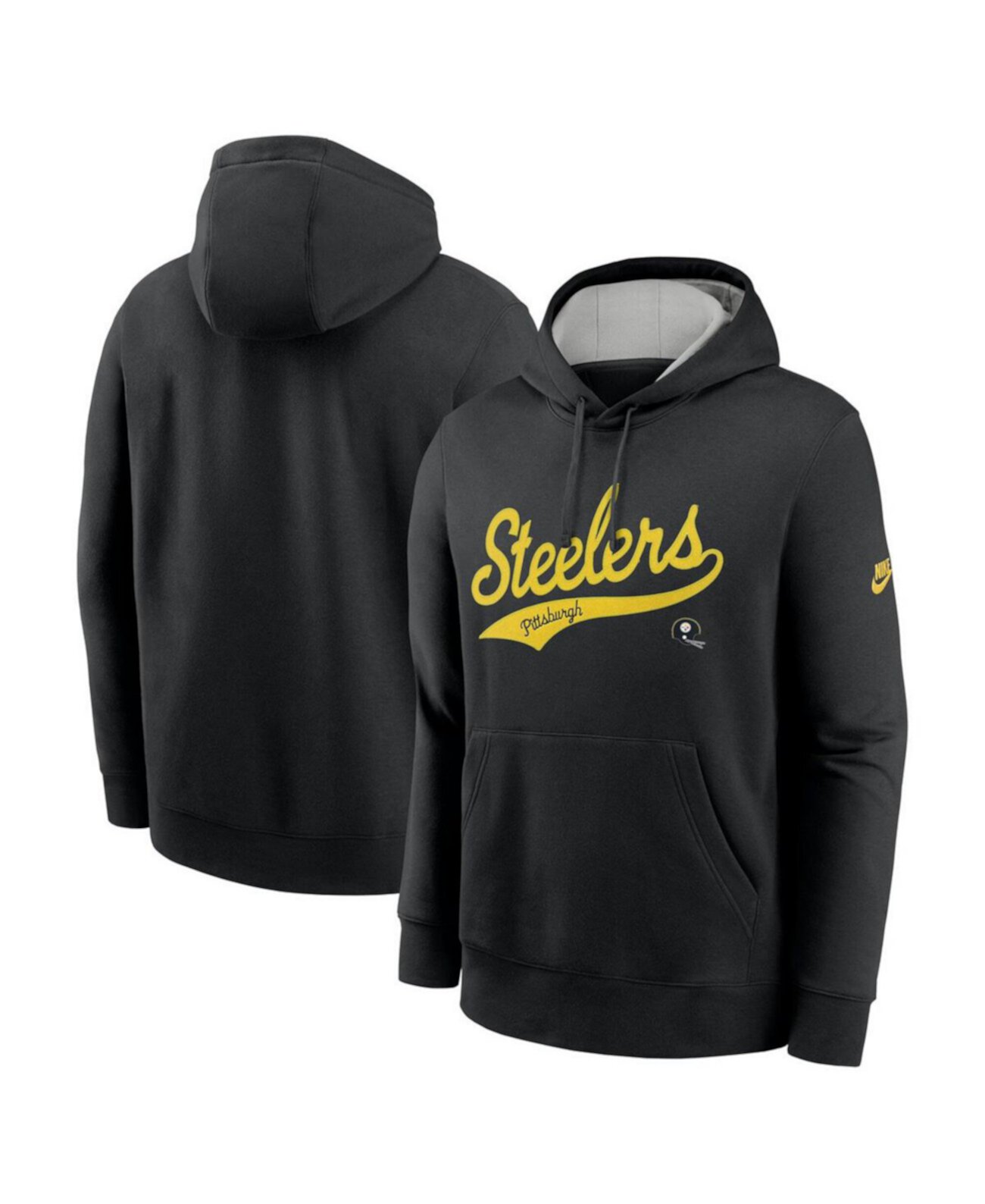 Men's Black Pittsburgh Steelers Rewind Club Logo Pullover Hoodie Nike