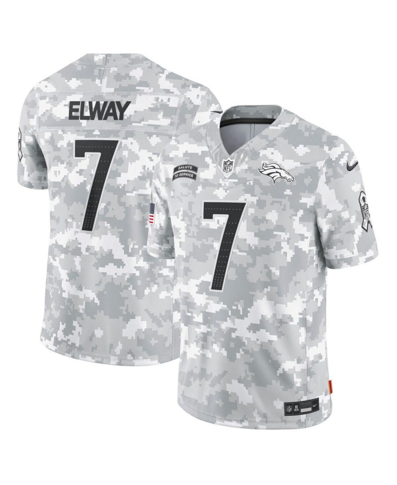 Men's John Elway Arctic Camo Denver Broncos 2024 Salute to Service Retired Player Limited Jersey Nike