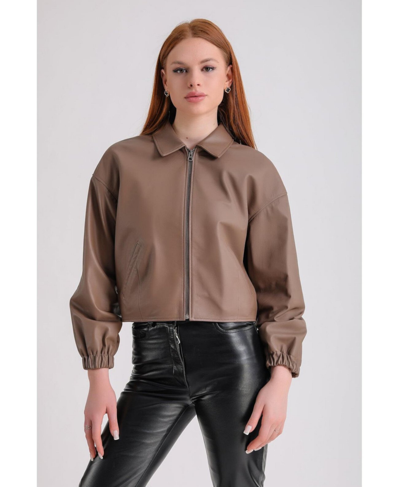 Women's Leather Jacket, Brown Furniq UK