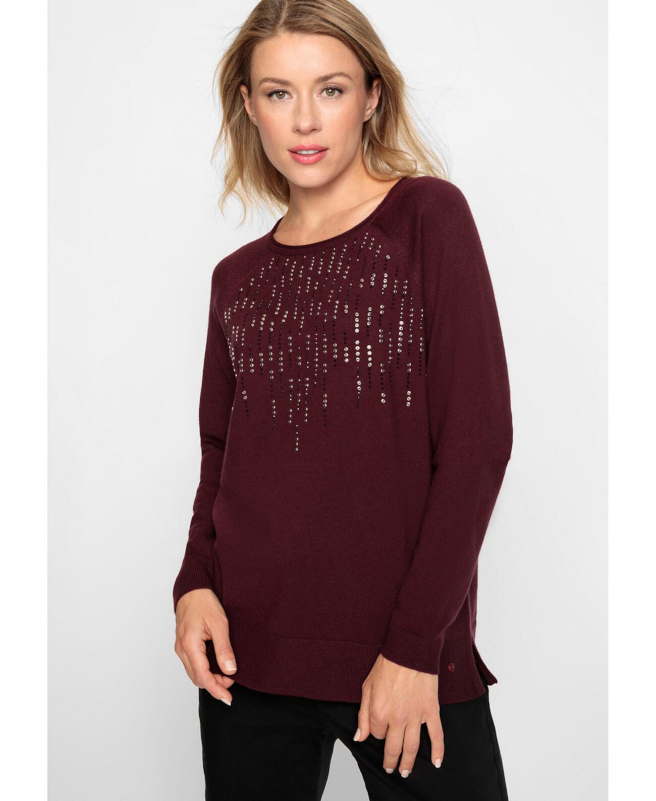 Women's Long Sleeve Embellished Boat Neck Sweater Olsen