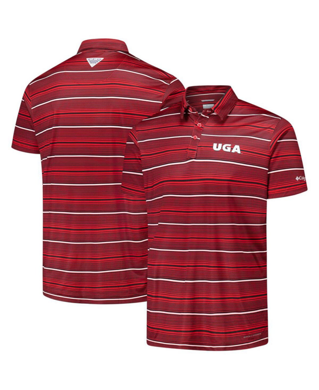 Men's Red Georgia Bulldogs PFG Super Terminal Tackle Omni-Shade Stripe Polo Columbia