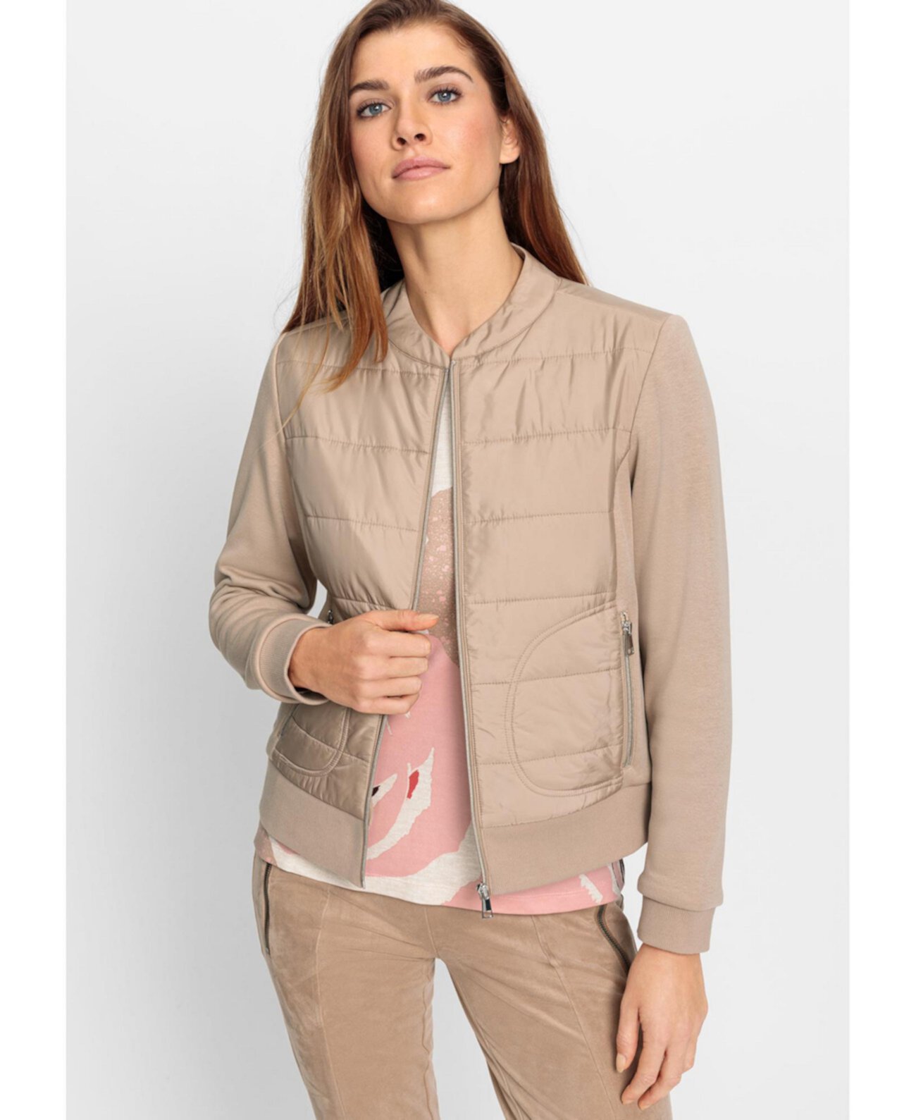 Mixed Media Zip Front Jacket Olsen