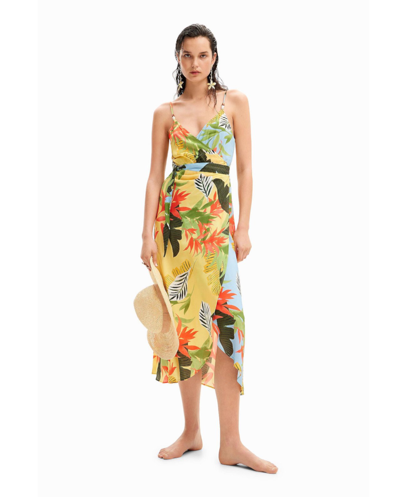 Women's Tropical Wrap Midi Dress Desigual