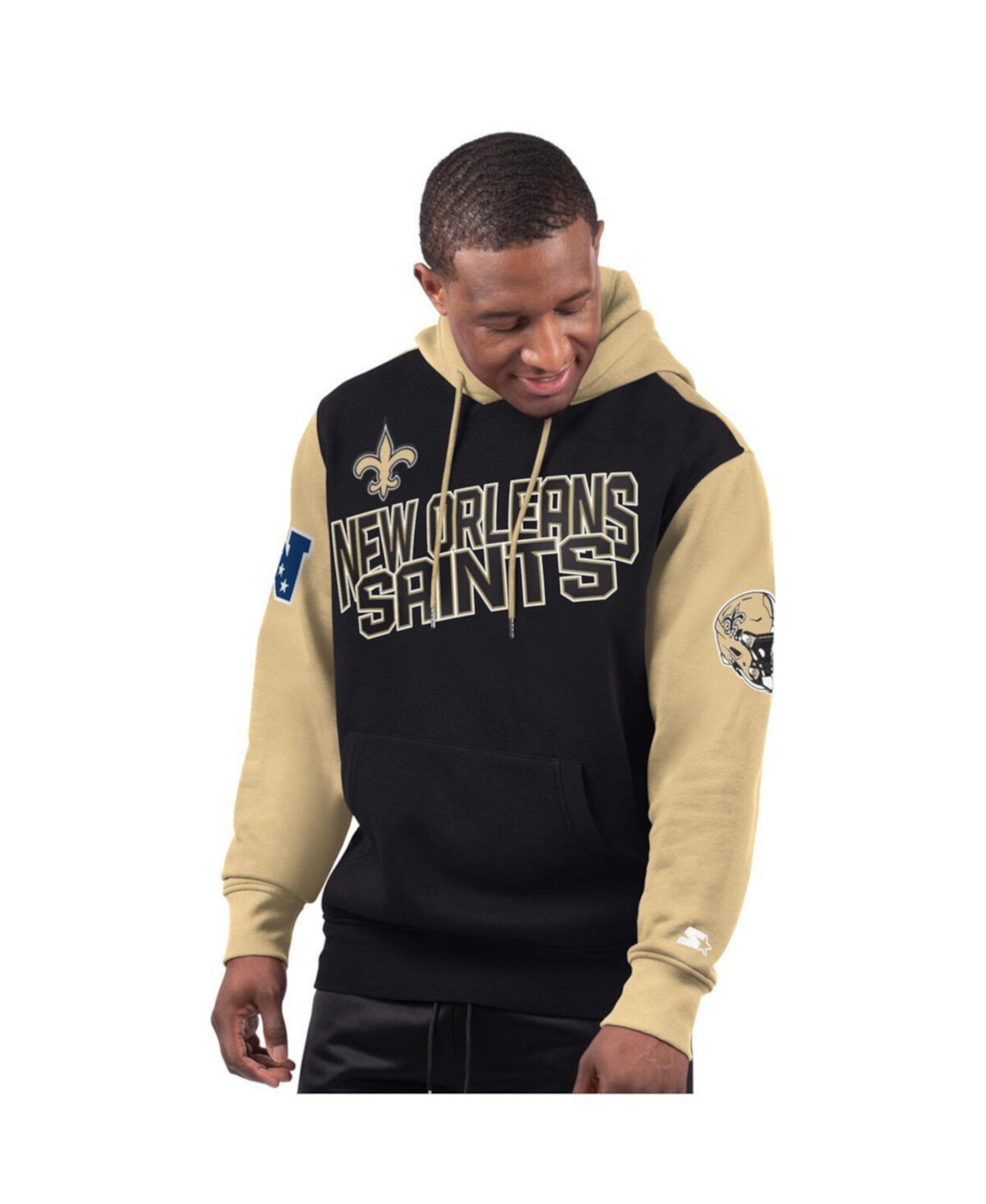 Мужское черное худи Extreme Pullover New Orleans Saints от Starter с вышивкой логотипа команды Starter