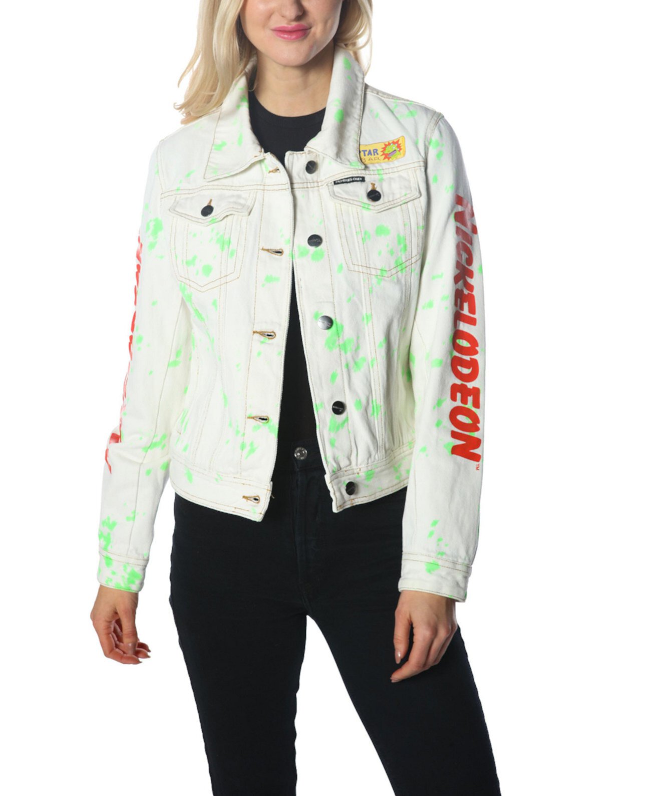 Women's White Denim Nickelodeon Trucker With Pai Jacket Members Only