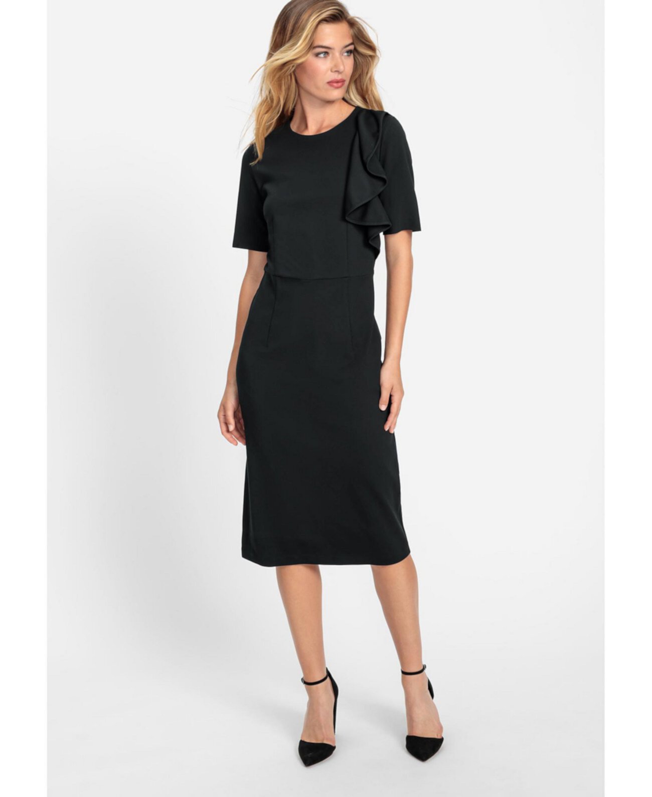 Women's Ruffle Sleeve Jersey Knit Dress Olsen