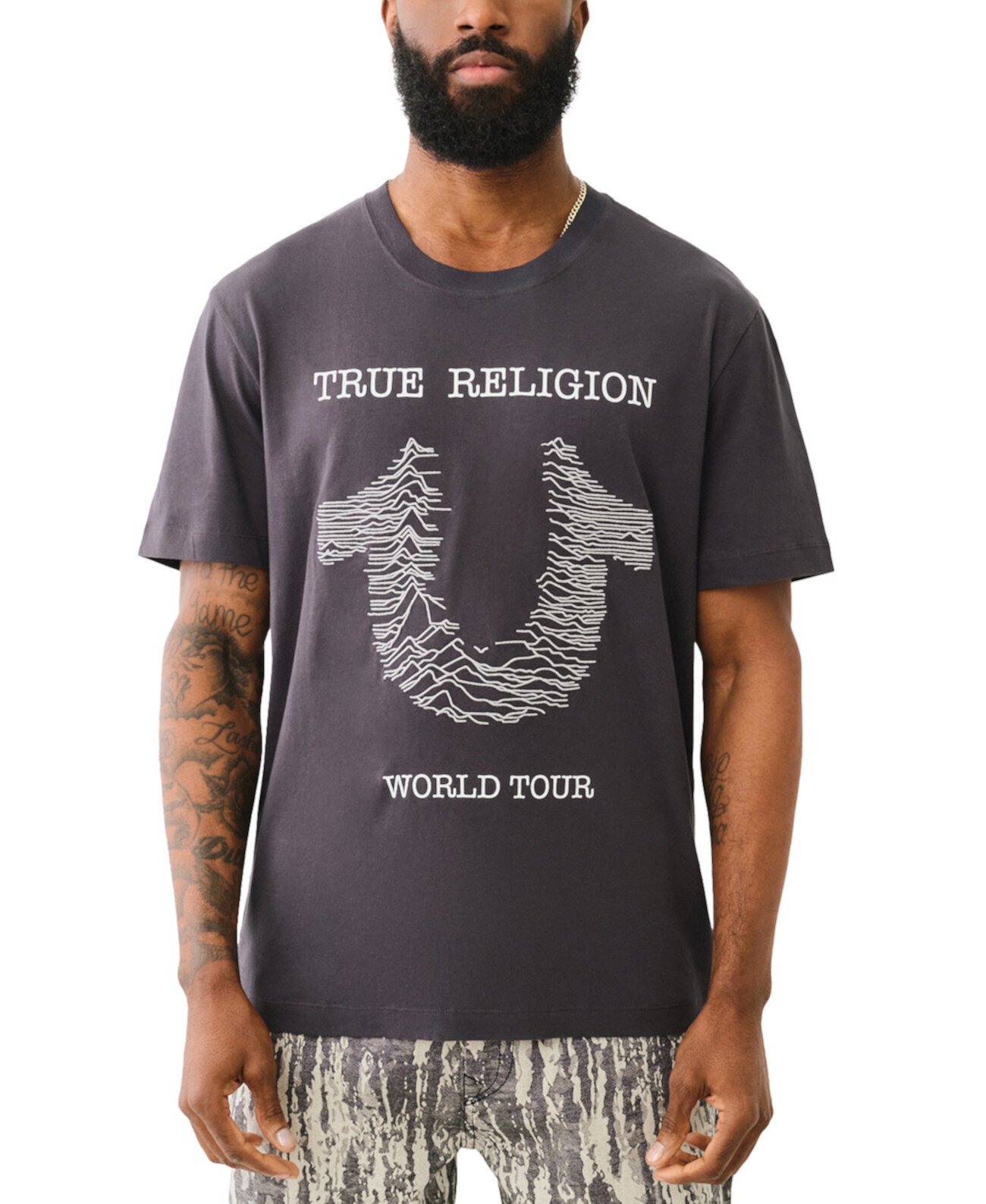 Мужская хлопковая футболка с графичным логотипом и круглым вырезом от True Religion True Religion