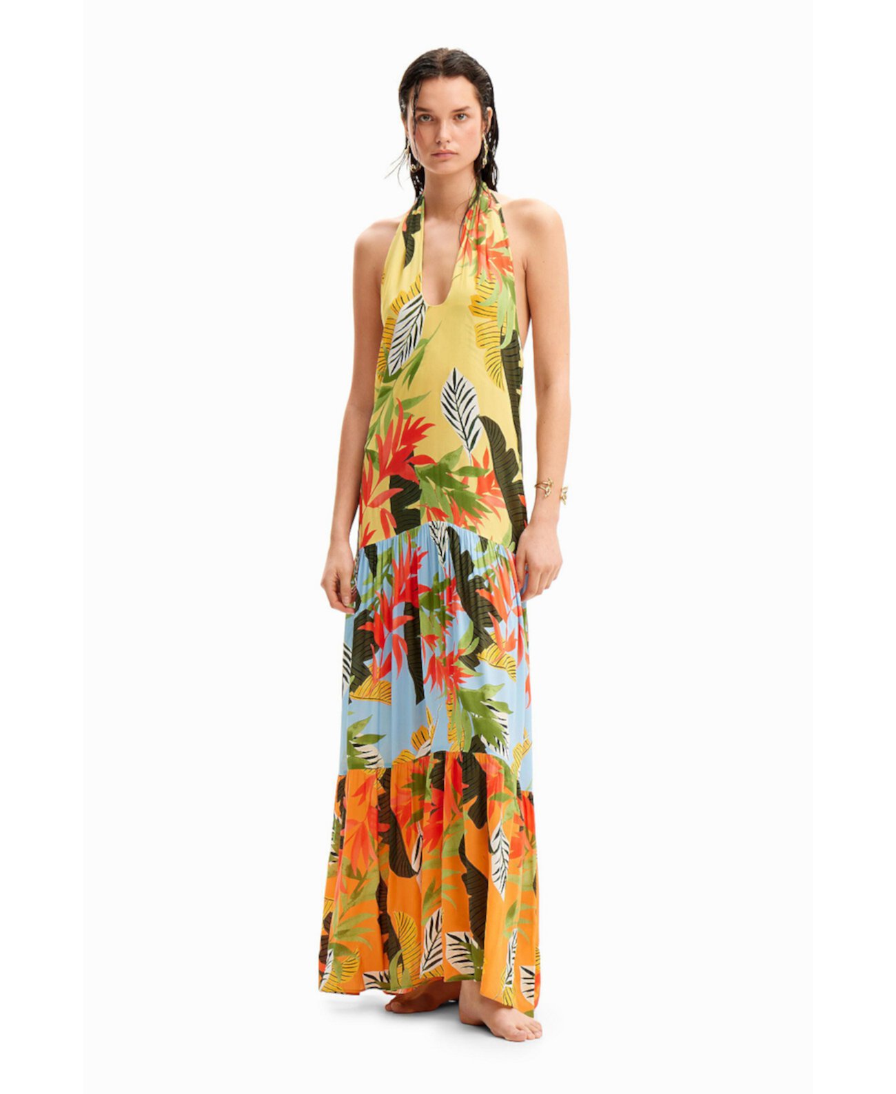 Women's Tropical halter neck maxi dress Desigual