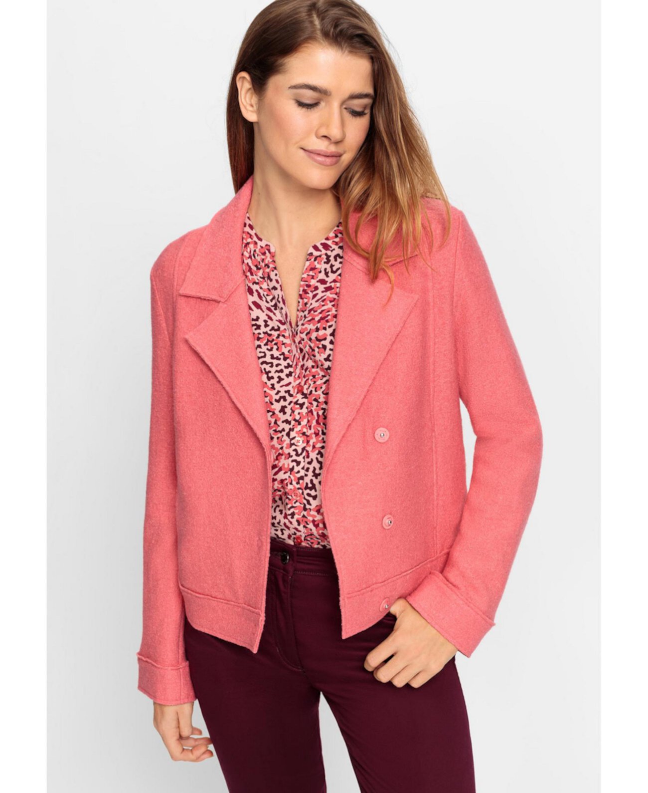 Women's Double Breasted Boiled Wool Jacket Olsen