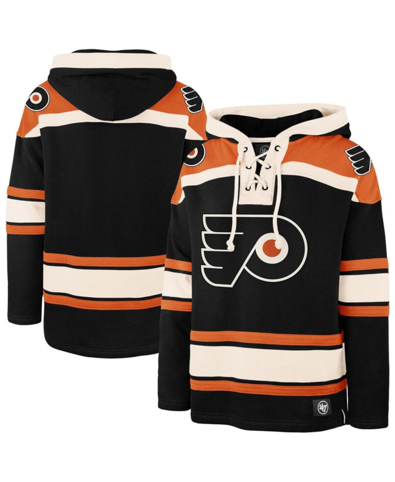 Мужское черное худи Philadelphia Flyers с флисовой подкладкой и шнуровкой от '47 Brand '47 Brand