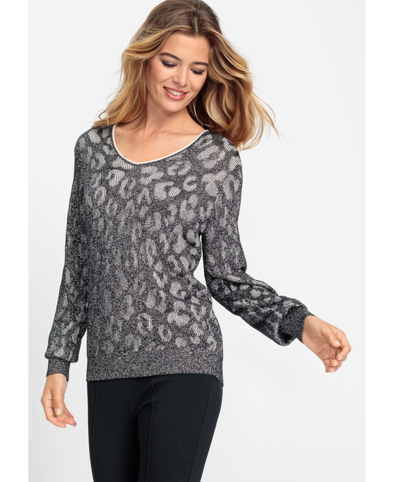 Women's Sparkle Intarsia Leo Pullover Olsen