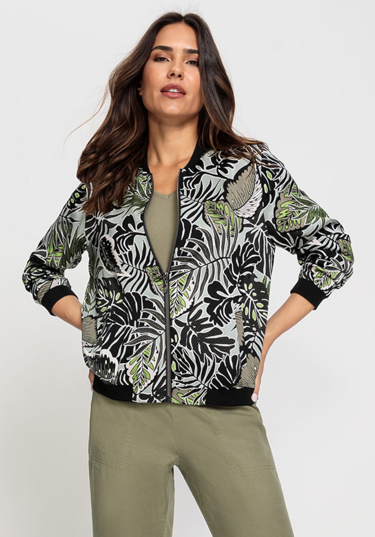 Women's Satin Effect Multi-Leaf Bomber Jacket Olsen