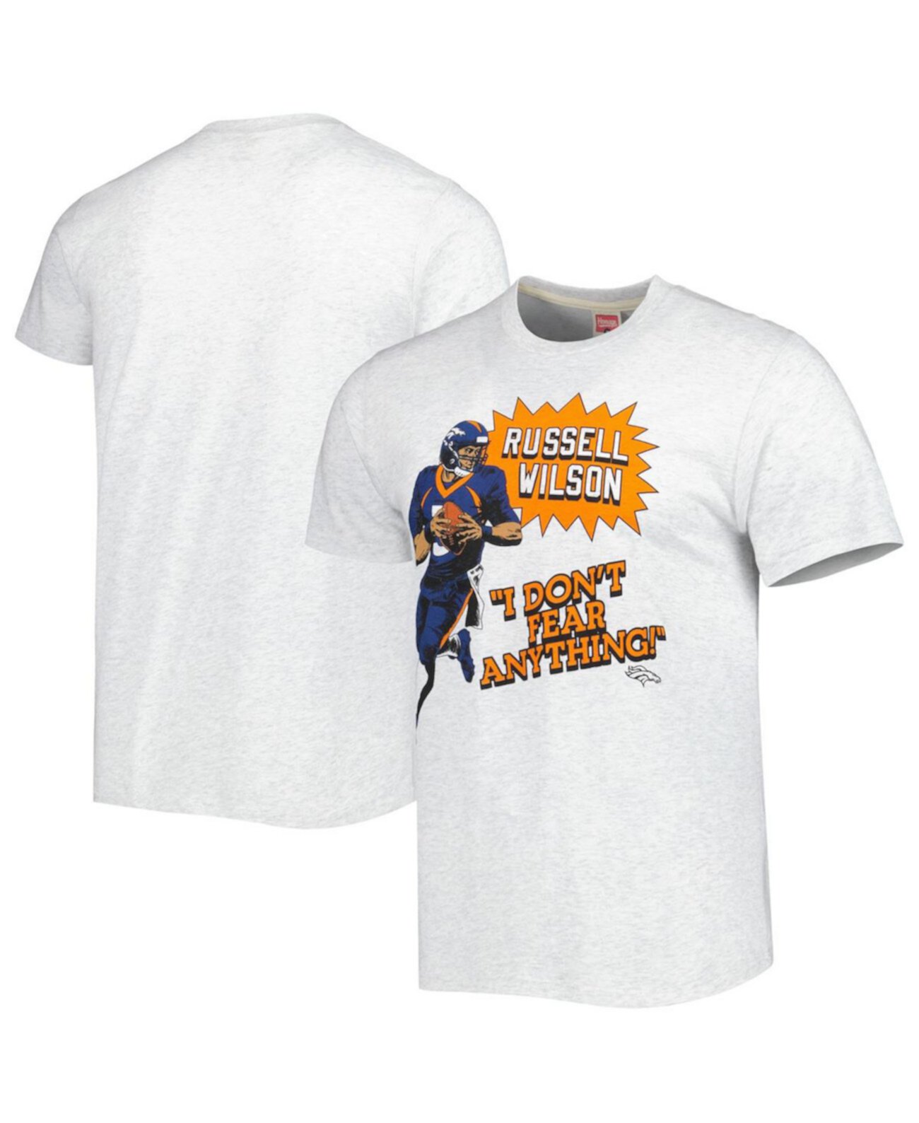 Men's Russell Wilson Ash Denver Broncos Caricature Player Tri-Blend T-Shirt Homage