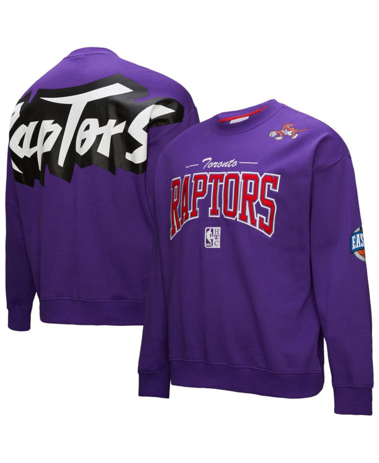 Men's Purple Toronto Raptors Hardwood Classics There Back 2.0 Vintage Pullover Sweatshirt Mitchell & Ness