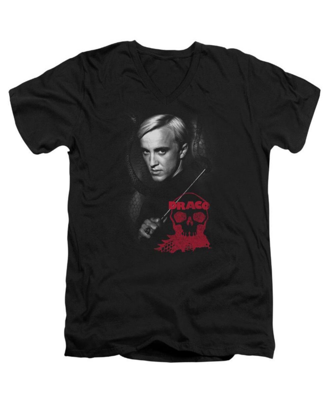 Men's Draco Portrait Short Sleeve Adult V Neck Premium Cotton Tee / T-Shirt Harry Potter