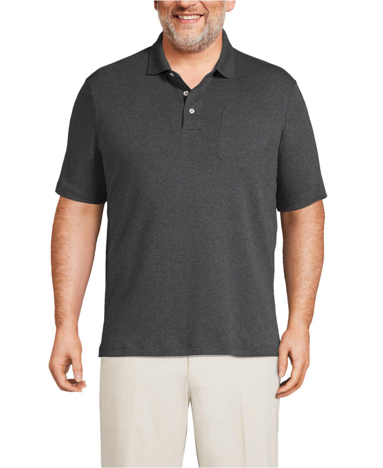 Big & Tall Short Sleeve Cotton Supima Polo Shirt with Pocket Lands' End