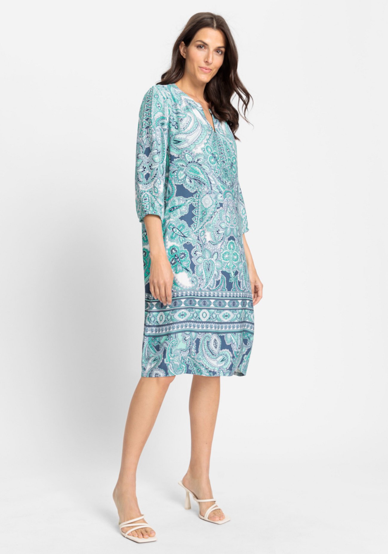 Women's 3/4 Sleeve Paisley Tunic Dress Olsen