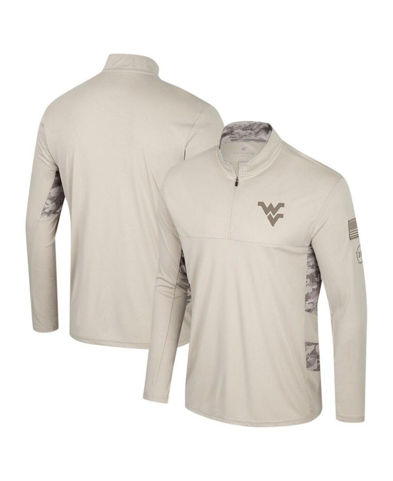 Men's Natural West Virginia Mountaineers OHT Military Appreciation Quarter-Zip Jacket Colosseum