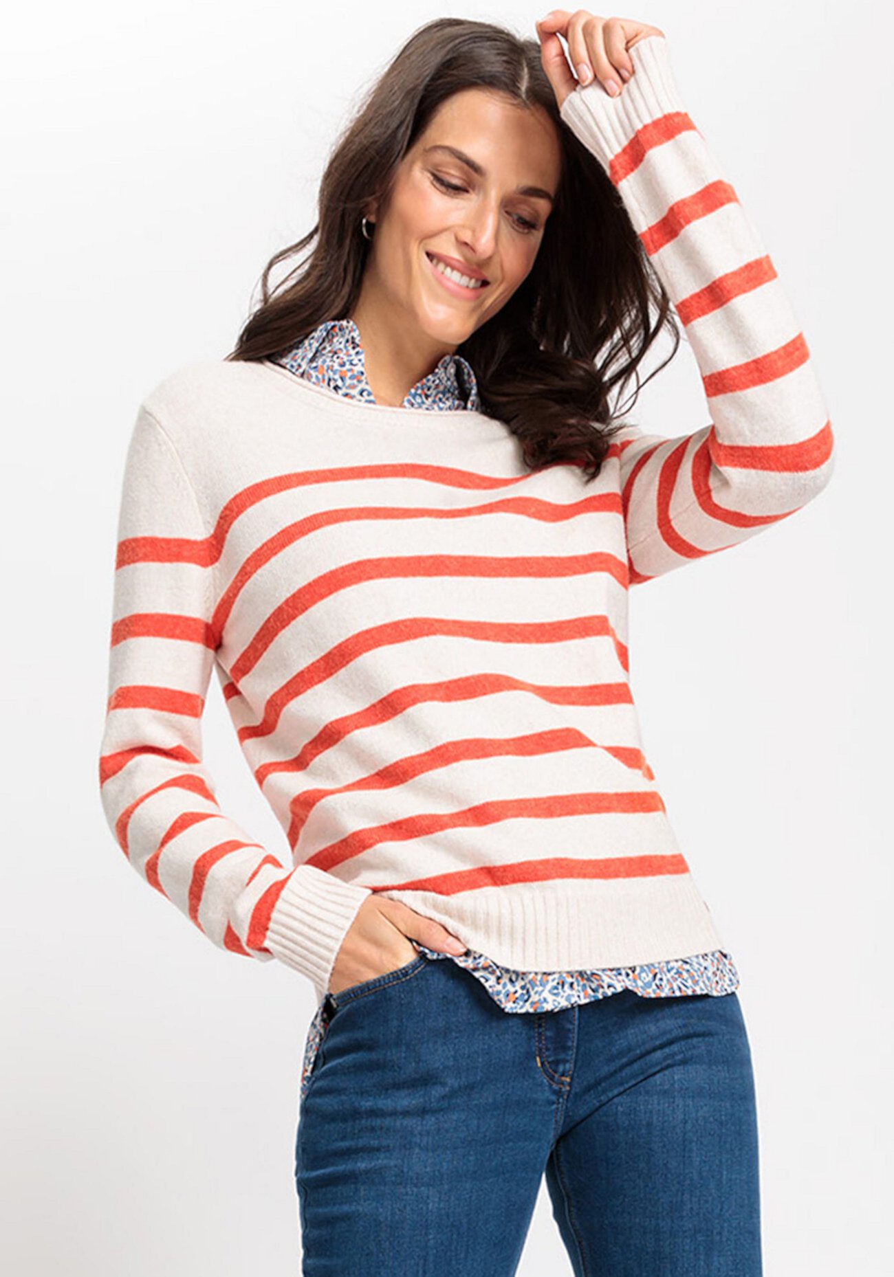 Women's Long Sleeve Striped Sweater Olsen