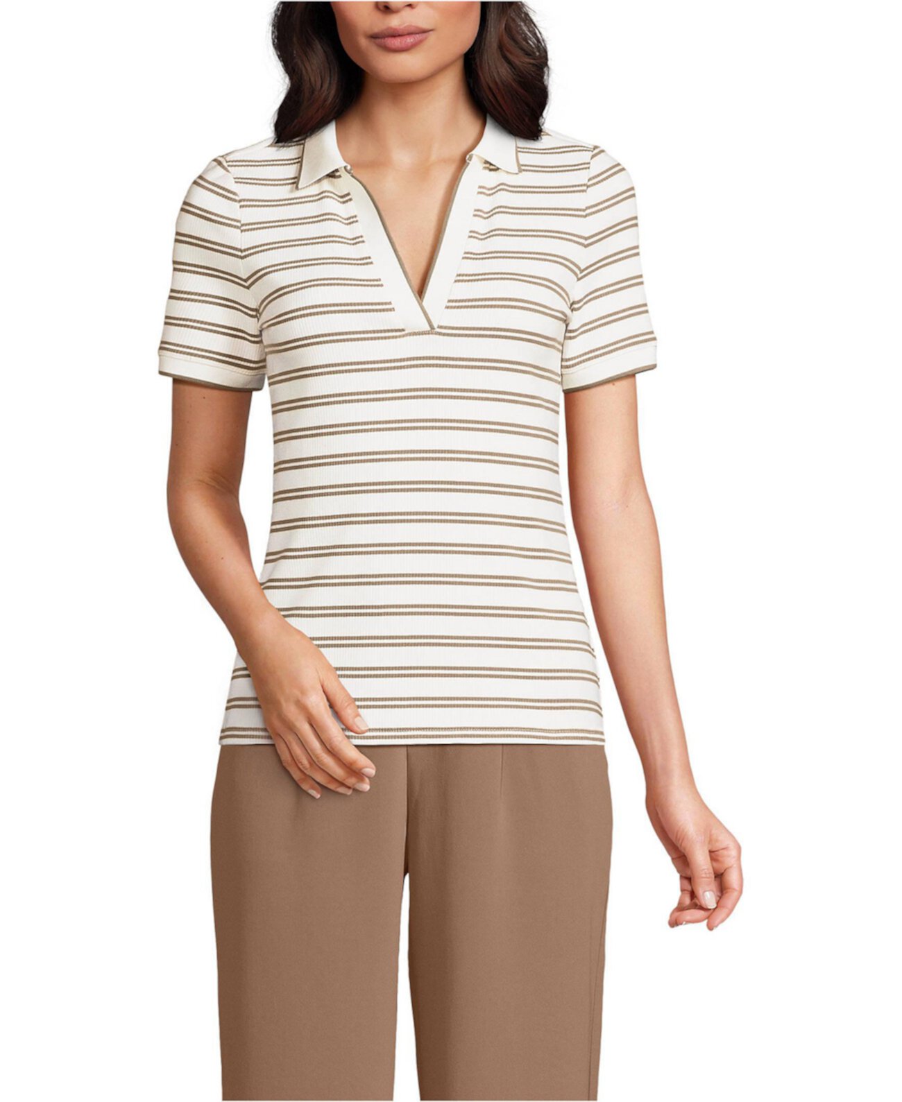 Women's Wide Rib Polo Shirt Lands' End