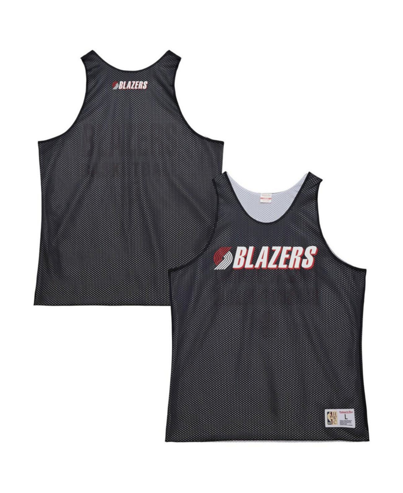 Men's Black/White Portland Trail Blazers Hardwood Classics Reversible Mesh Practice Jersey Mitchell & Ness