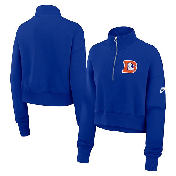 Women's Nike Royal Denver Broncos Rewind Phoenix Cropped Half-Zip Sweatshirt Nike