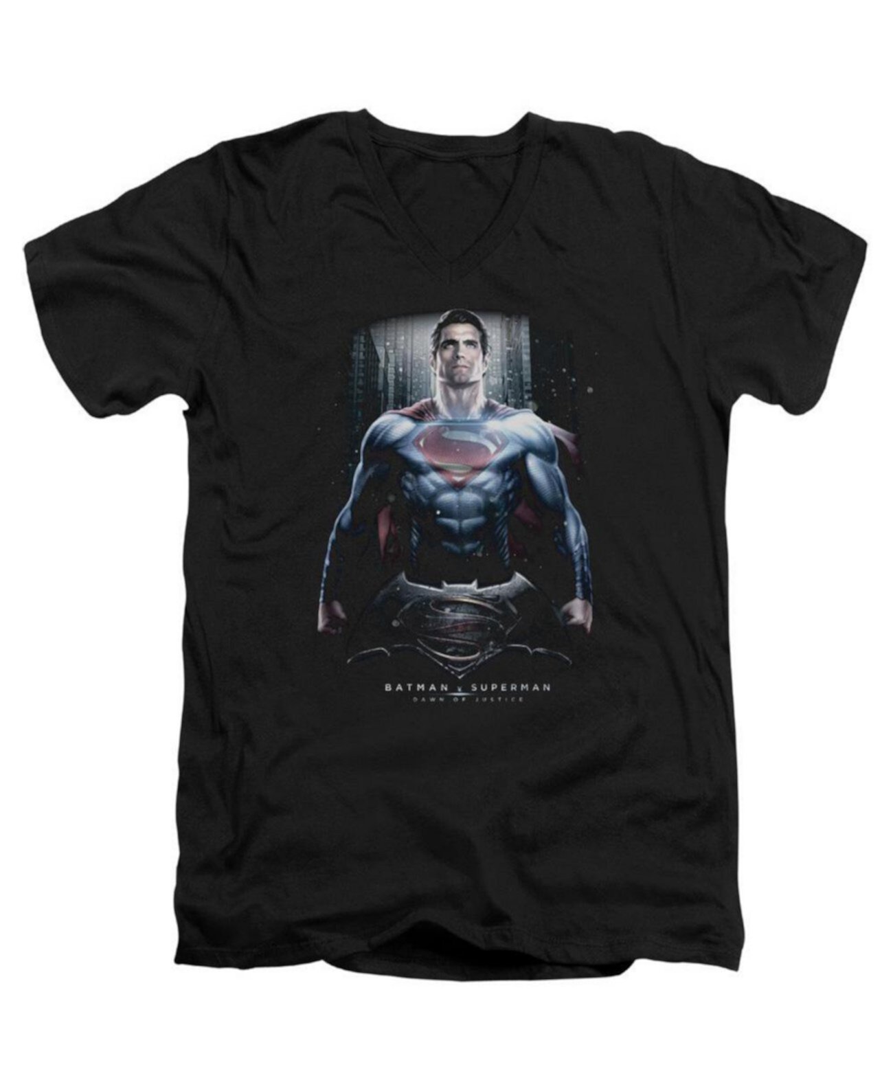 Men's Supe Ground Zero Short Sleeve Adult V Neck Premium Cotton Tee / T-Shirt Batman V Superman