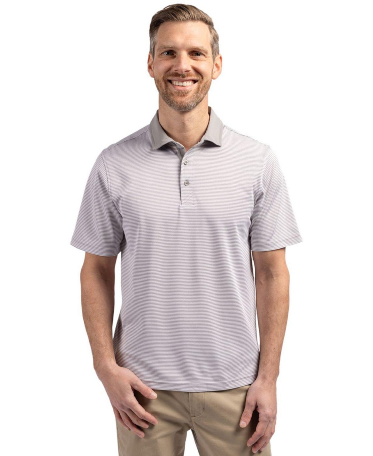 Big & Tall Cutter Buck Virtue Eco Pique Micro Stripe Recycled Polo Shirt Cutter & Buck