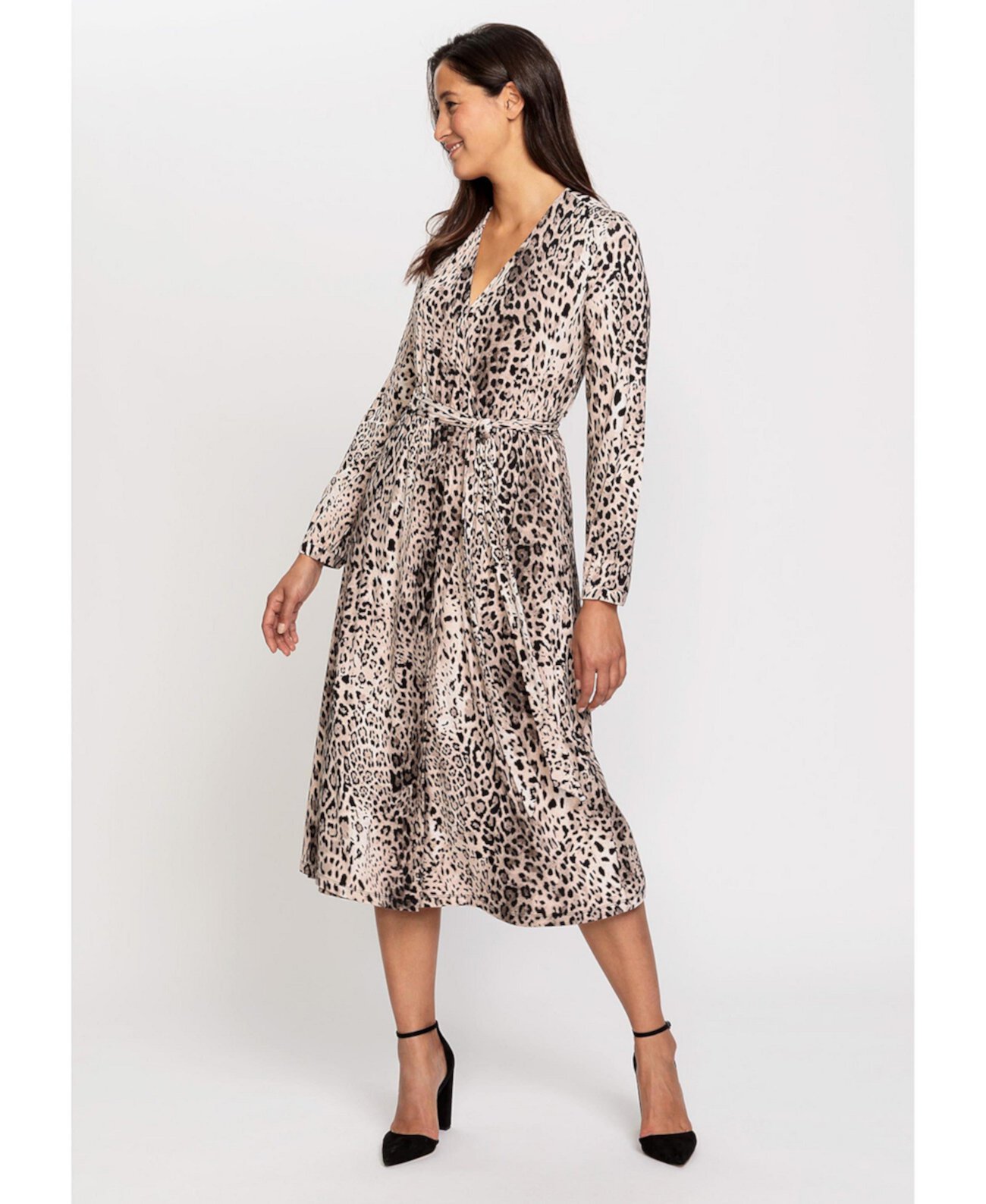 Women's Leopard Print Faux Wrap Midi Dress Olsen