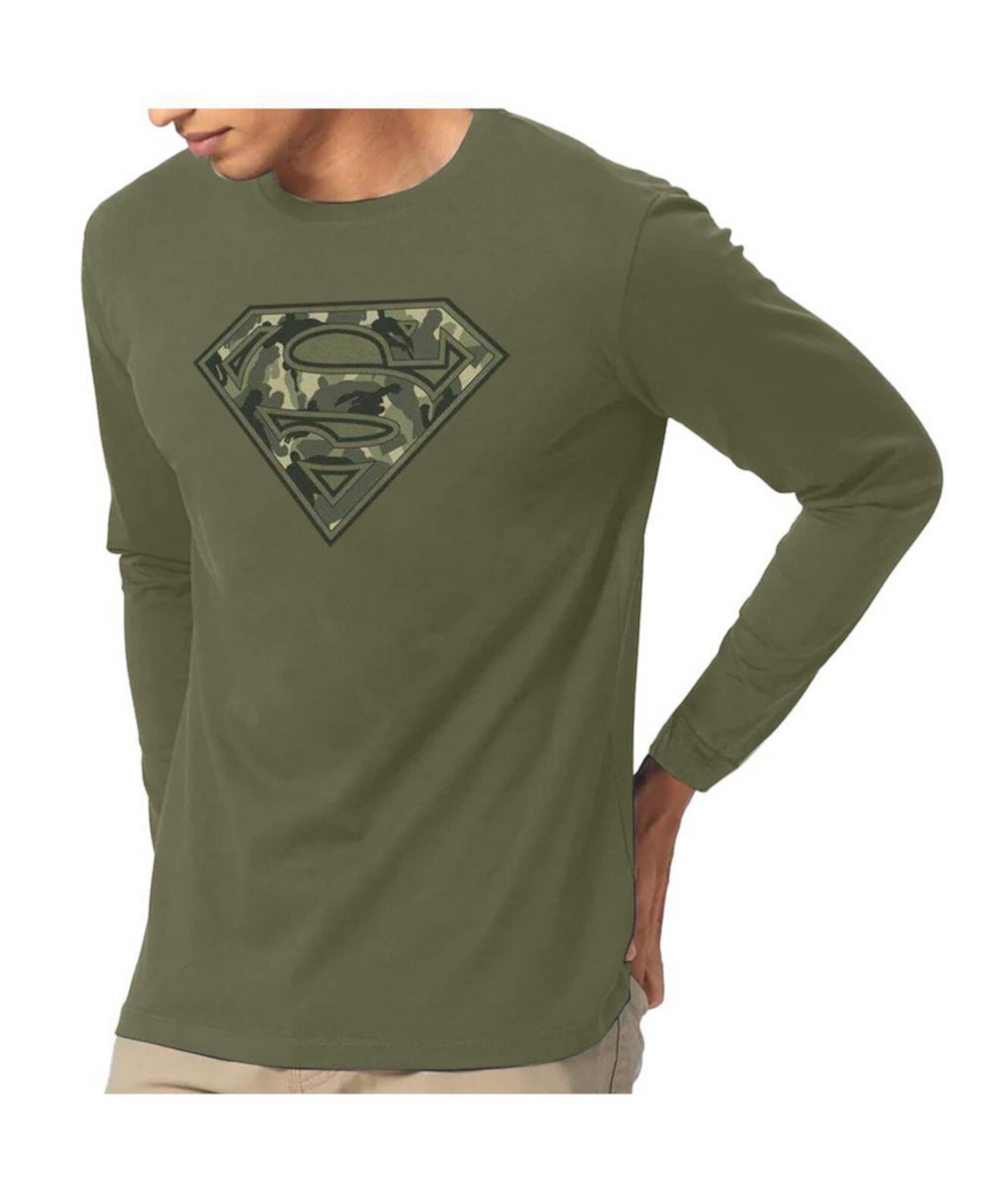 Men's Super Camo Long Sleeve Adult Tee / T-Shirt Superman