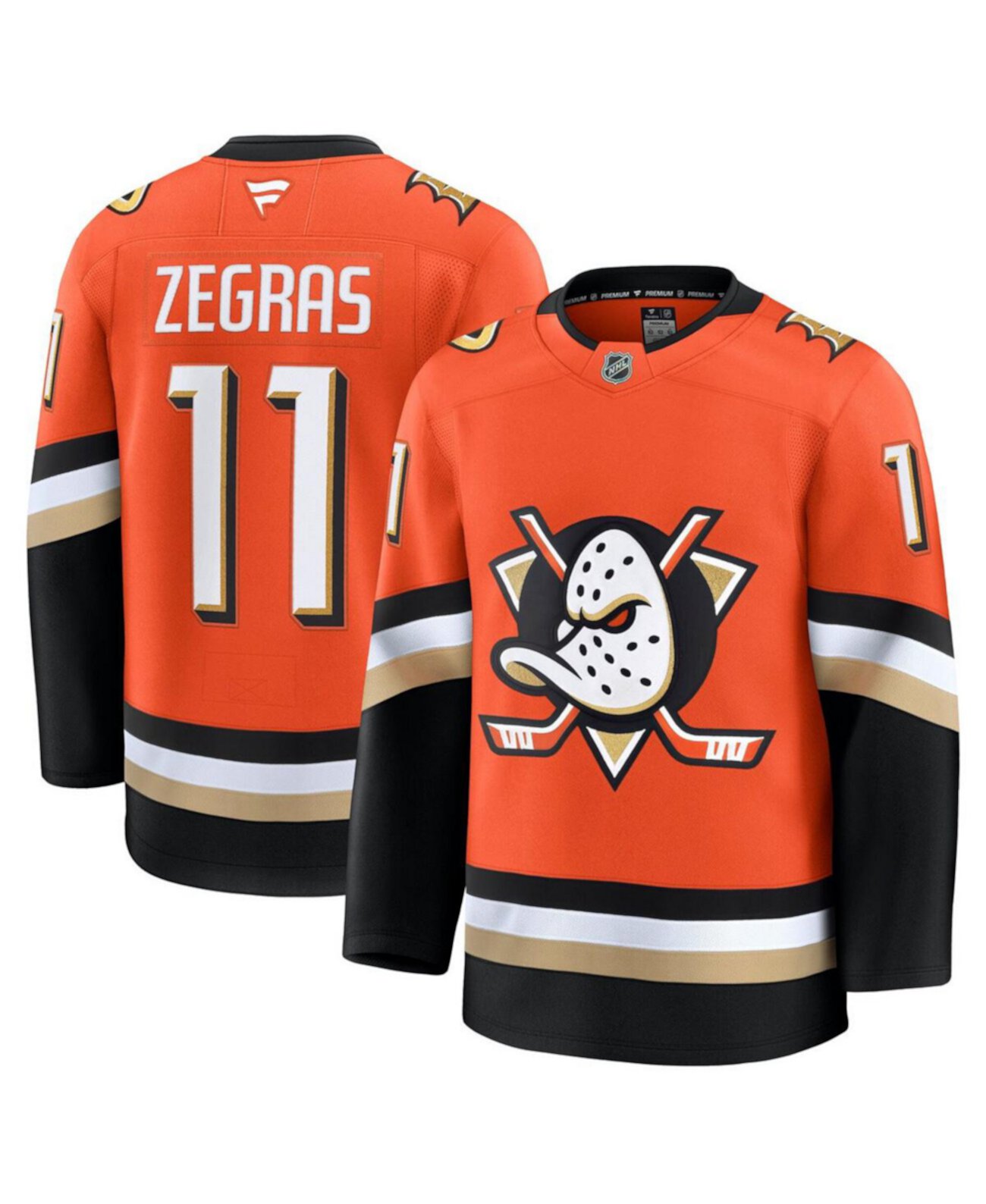 Men's Trevor Zegras Orange Anaheim Ducks Home Premium Jersey Fanatics