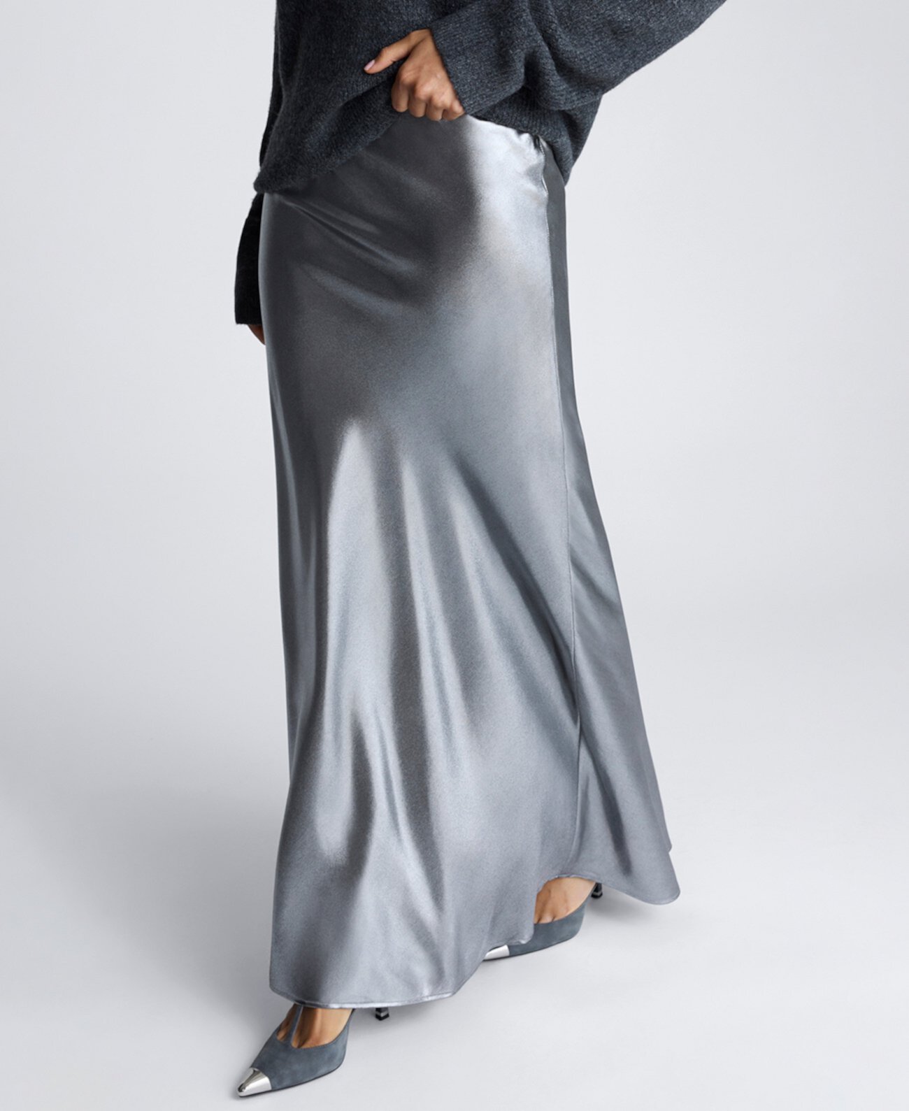 Women's Metallic Pull-On Bias Flared Maxi Skirt Kenneth Cole