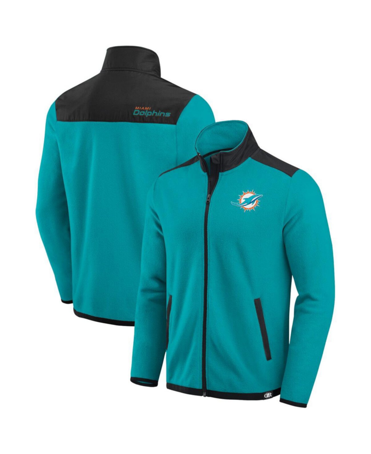 Мужская флисовая куртка Miami Dolphins Color Block с молнией, защитой шеи и тяжёлым утеплителем Fanatics