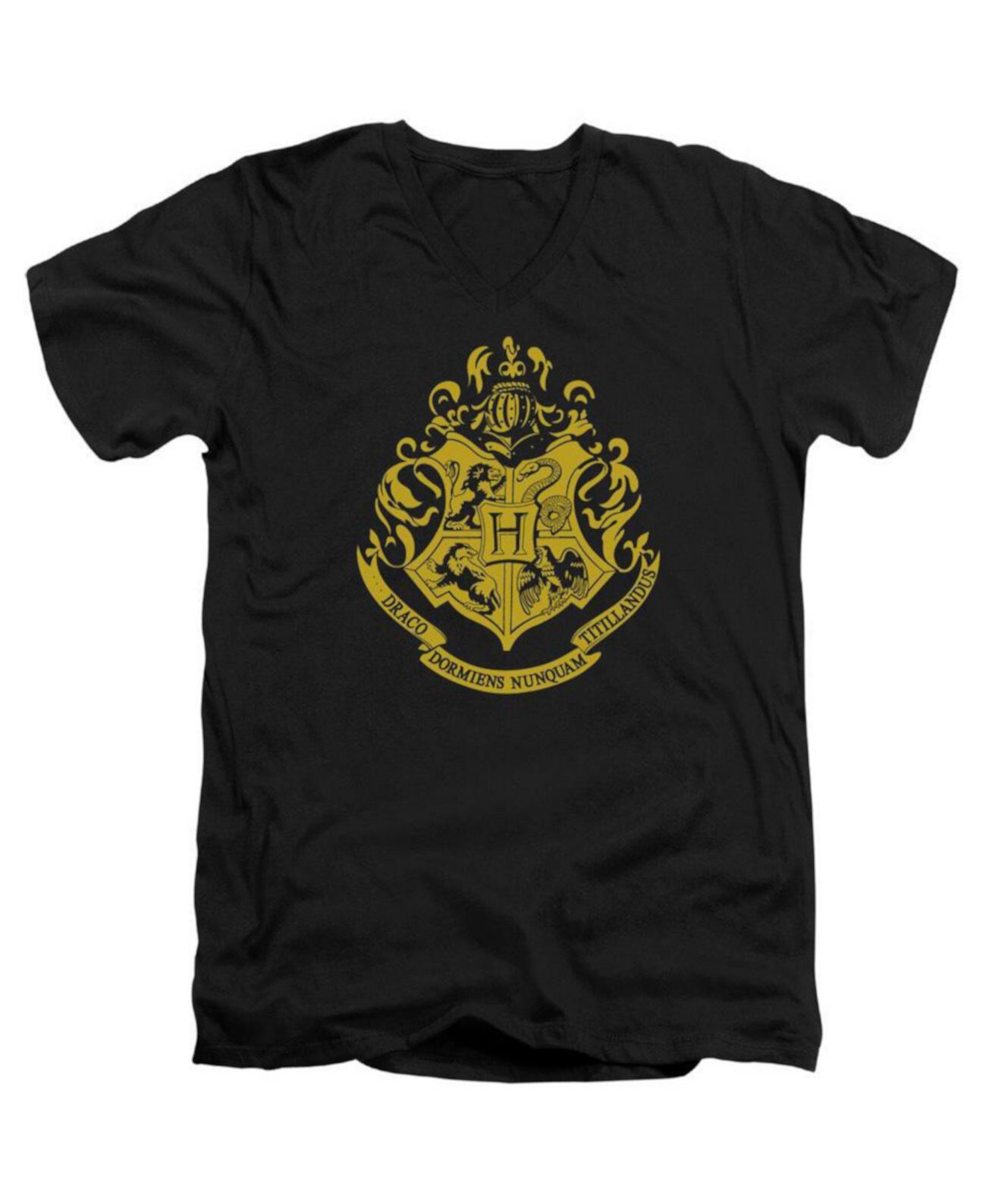 Men's Hogwarts Crest Short Sleeve Adult V Neck Premium Cotton Tee / T-Shirt Harry Potter