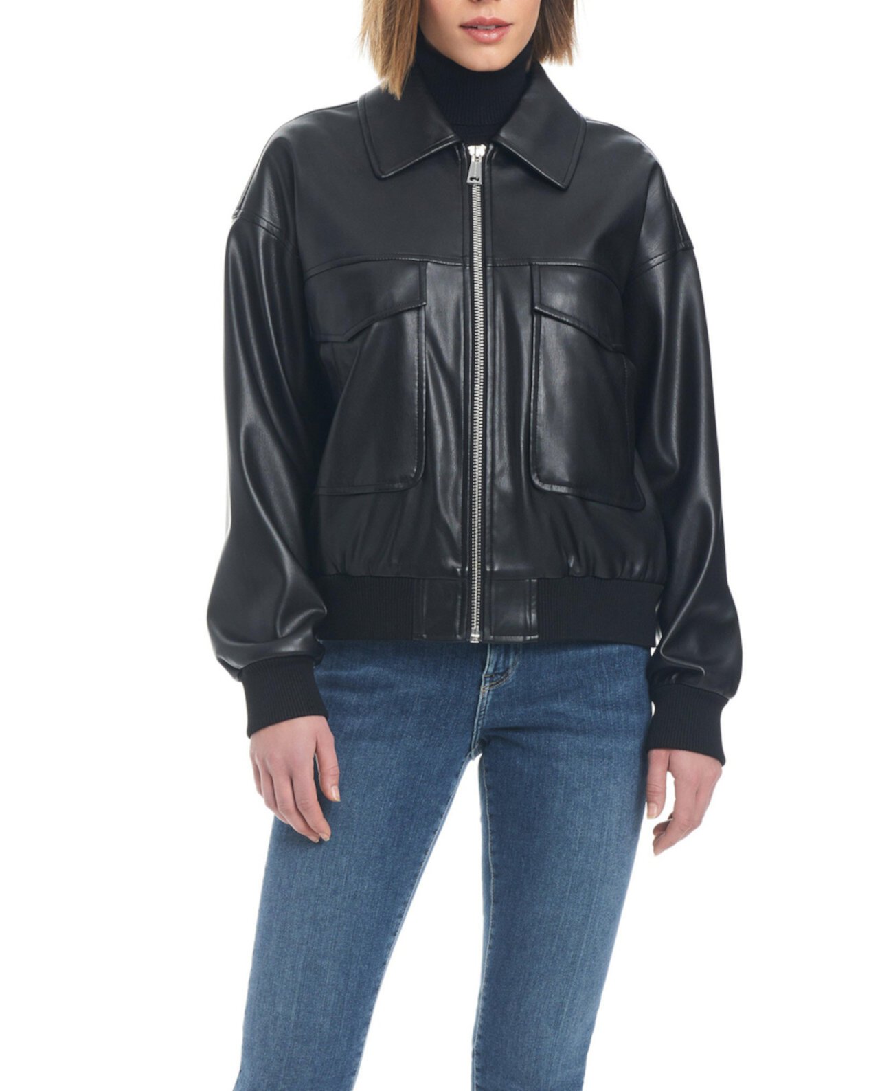 Women's Faux Leather Bomber Jacket Sanctuary