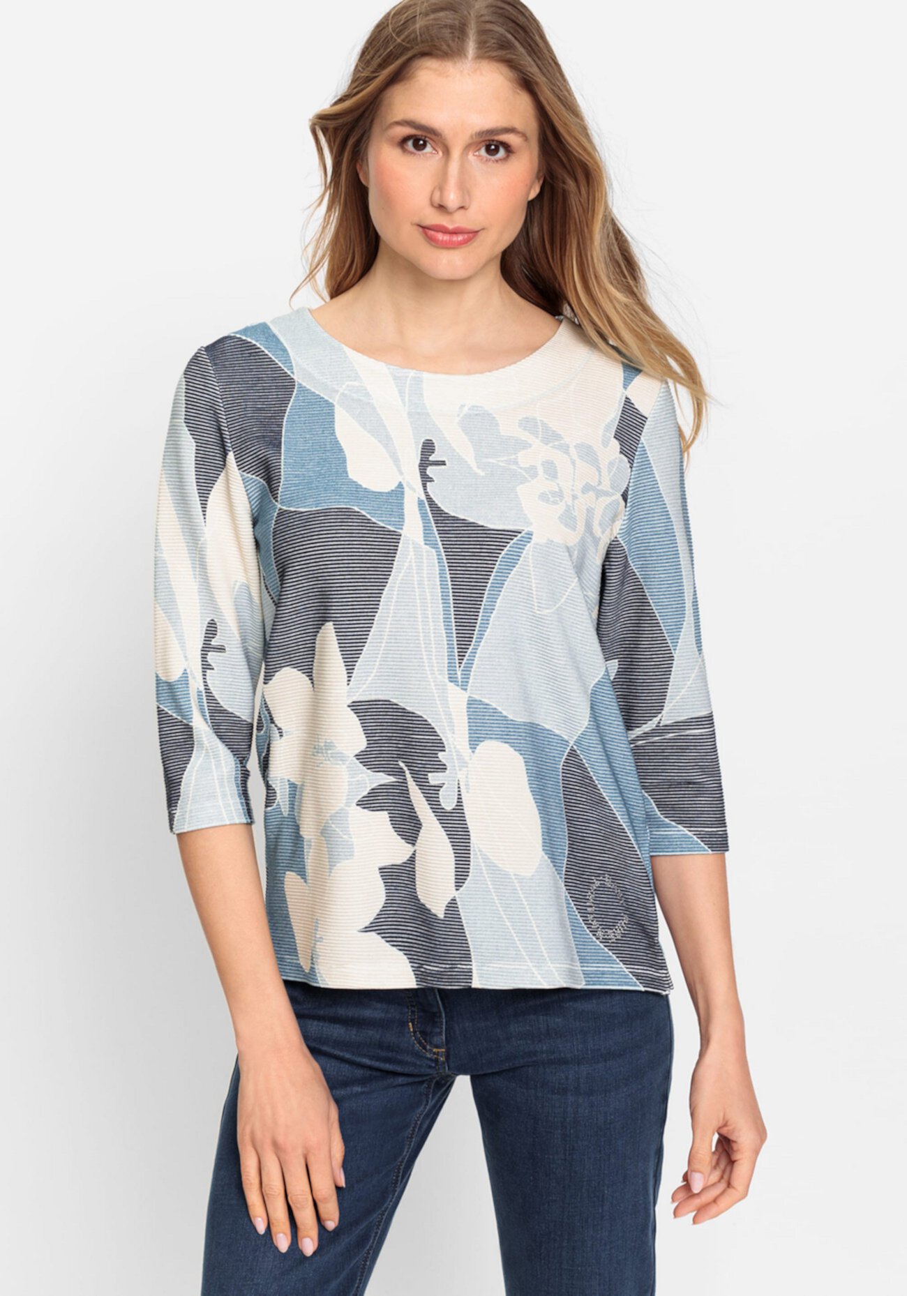 Women's 3/4 Sleeve Abstract Floral Top Olsen