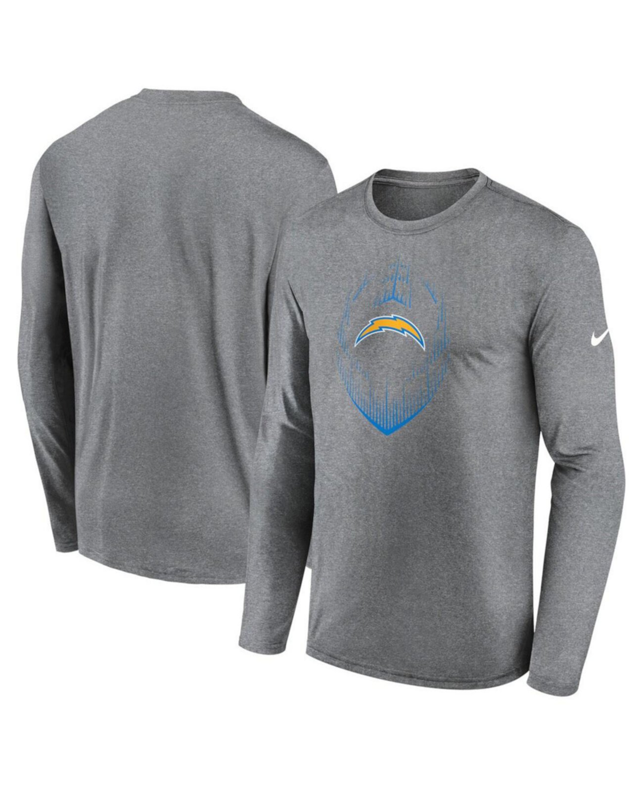 Men's Heather Gray Los Angeles Chargers Legend Icon Long Sleeve T-Shirt Nike